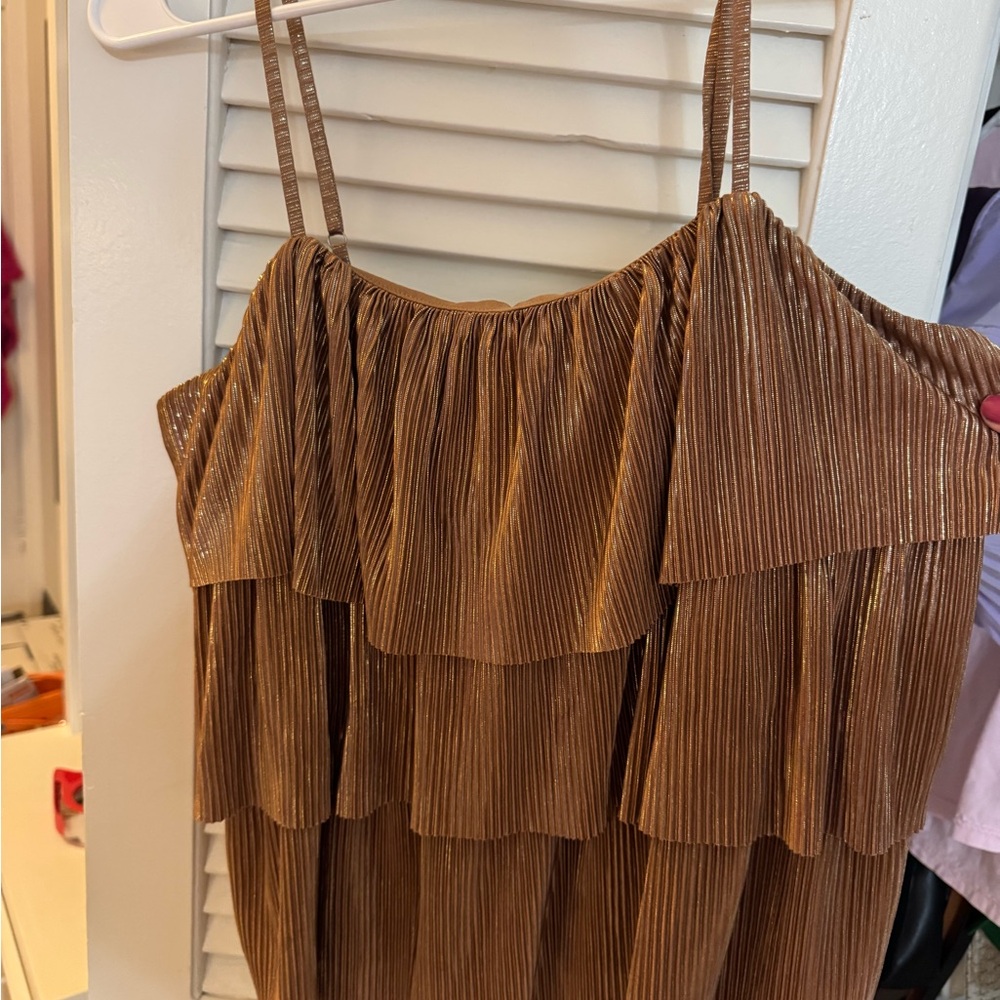 Brown Tiered Pleated Top
